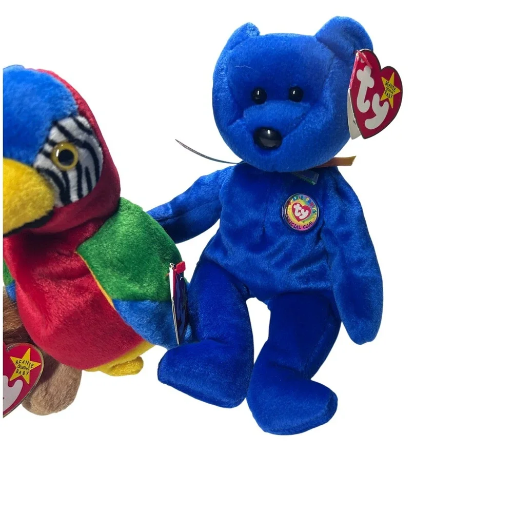 Ty Beanie‎ Babies Lot 5 Strut Whisper Roary Jabber Clubby Plush Toys Excellent